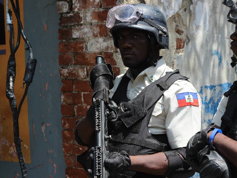 Heavily Armed Military police in riot gear