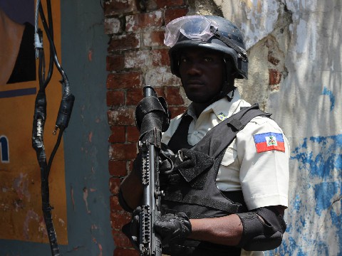 Heavily Armed Military police in riot gear